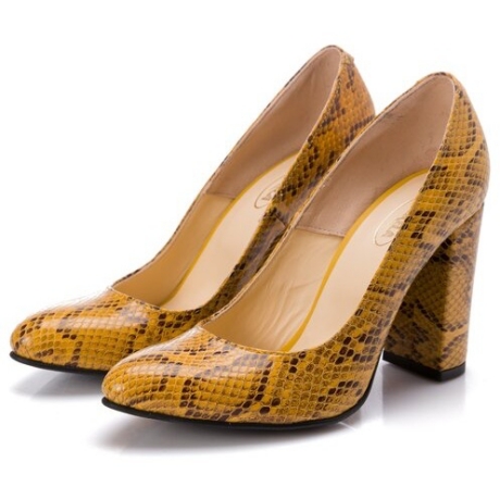 Pantofi dama galbeni cu imprimeu piele de sarpe