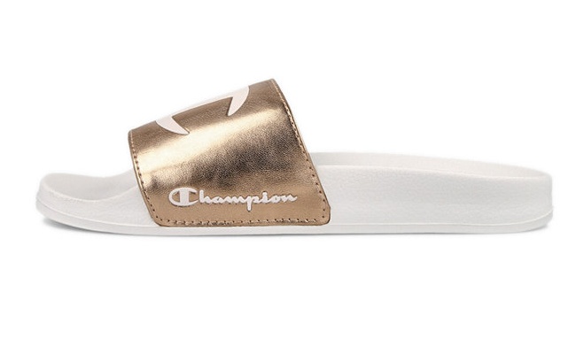 Champion Papuci din piele ecologica cu aspect metalizat